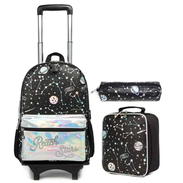 Detachable Trolley Schoolbag 3PCS PU Student Backpack - Image 6
