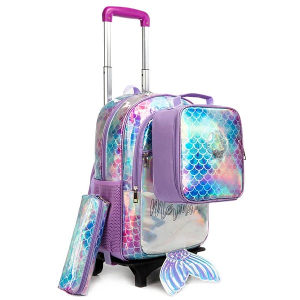 Detachable Trolley Schoolbag 3PCS PU Student Backpack - Image 9