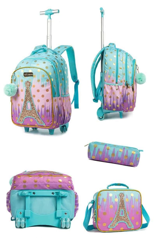 18-inch Trolley Schoolbag 3-PCS Set Sequin Eiffel Tower Series 7 18-inch Trolley Schoolbag 3-PCS Set Sequin Eiffel Tower Series - Image 6