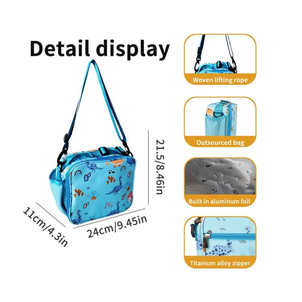 Cartoon Prints Children Lunch Bag Crossbody Thermal Bag - Image 3