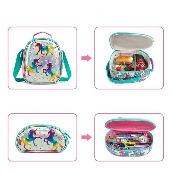 Sequin Cartoon 6D Schoolbag Set Unicorn Student Trolley Set - Image 3