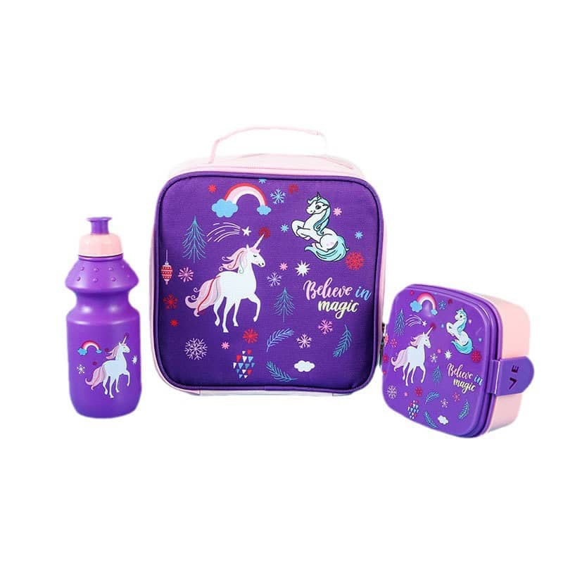 3-Piece Thermal Tableware Set Cartoon School Essentials