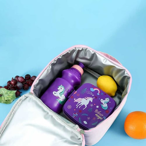 Purple Children’s Thermal Ice Bag with Water Cup and Lunch Box