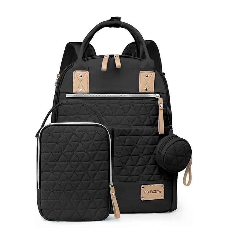 4pcs Set Quilted Diaper Backpack Mommy Travel Bag
