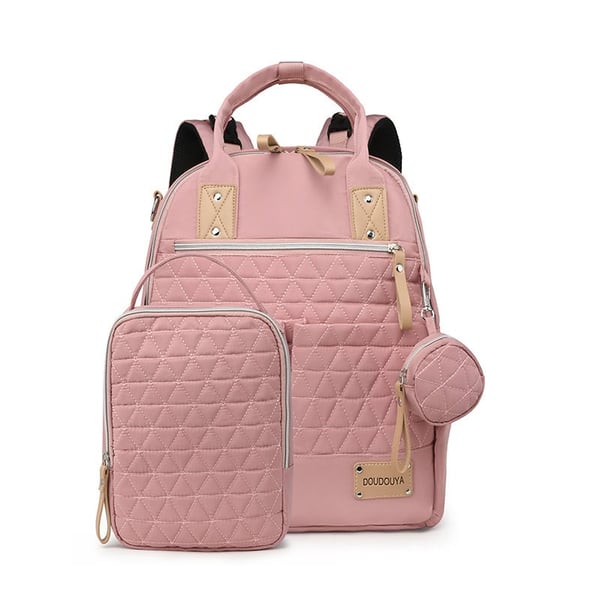 4pcs Set Quilted Diaper Backpack Mommy Travel Bag 7 4pcs Set Quilted Diaper Backpack Mommy Travel Bag - Image 6
