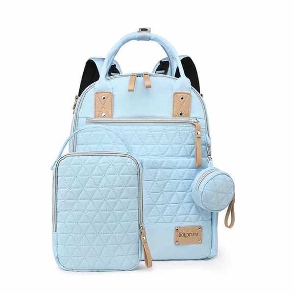 4pcs Set Quilted Diaper Backpack Mommy Travel Bag 6 4pcs Set Quilted Diaper Backpack Mommy Travel Bag - Image 5
