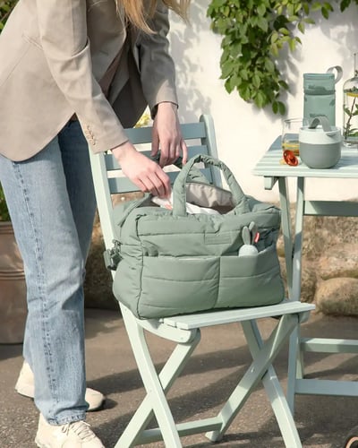 Customize cotton padded Tote Bag Maternal Diaper Bag 13 Quiltet Pusle Totebag - Green