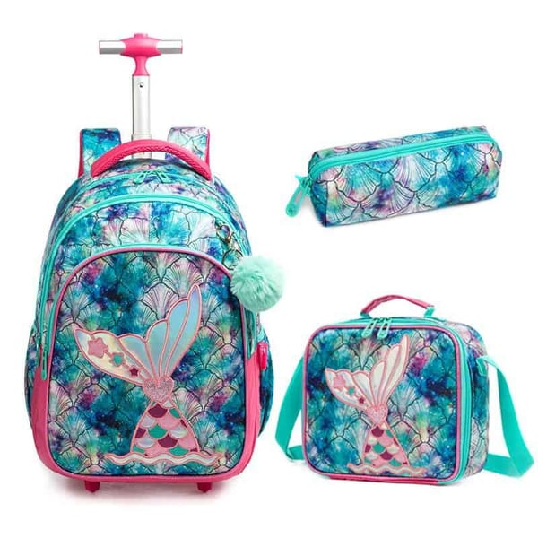 18-inch Trolley Schoolbag 3-PCS Set Sequin Eiffel Tower Series 15 Trolley School bag set