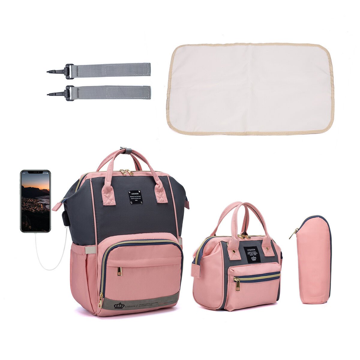 lequeen diaper bag set