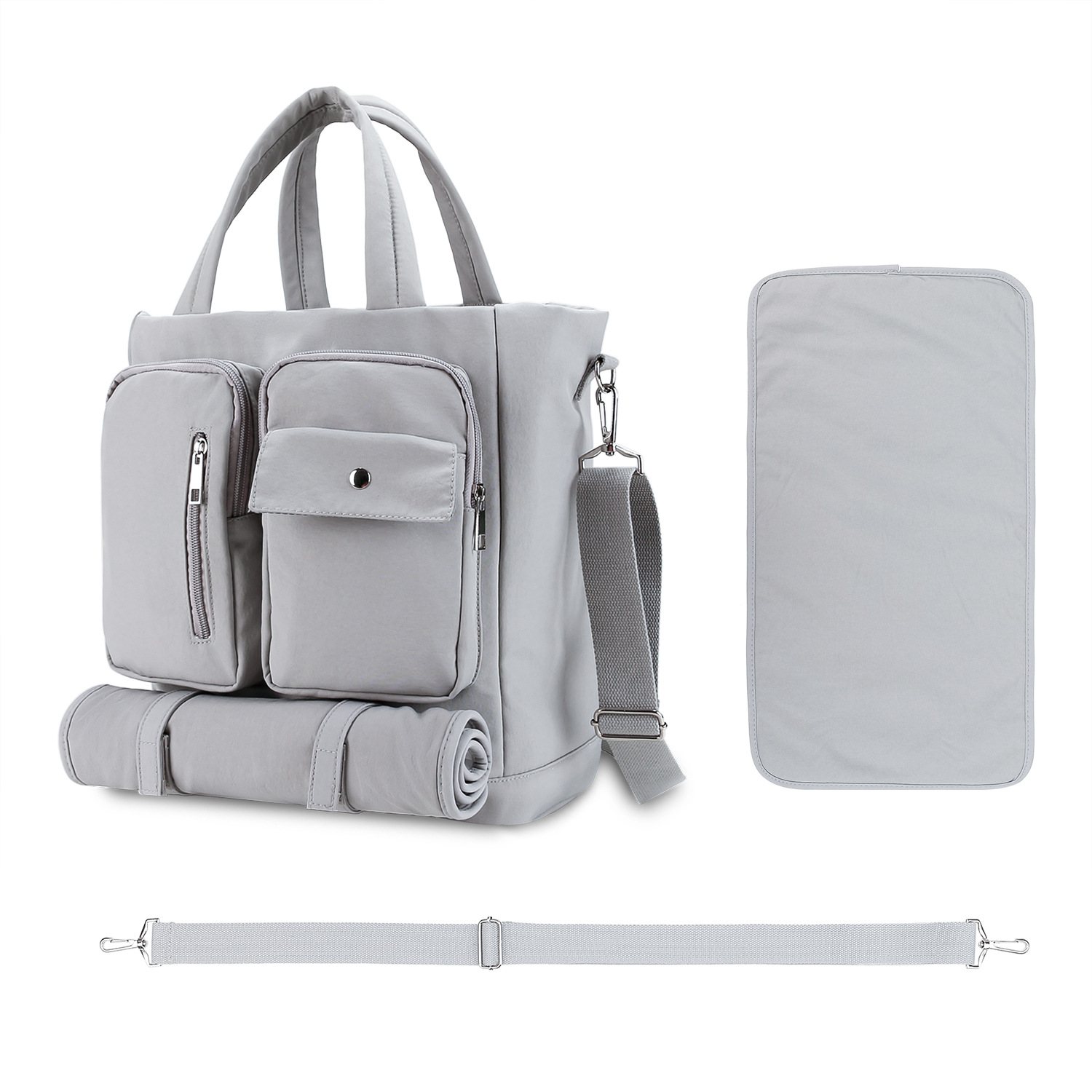 Fashion Light Grey Diaper Bag with Diaper Pad Bags Wholesale 6 Fashion Light Grey Diaper Bag With Diaper Pad Bags Wholesale