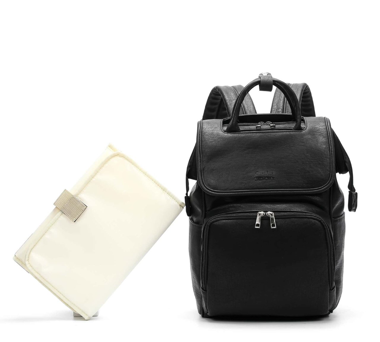 PU leather maternity bag backpack with changing pad customize logo