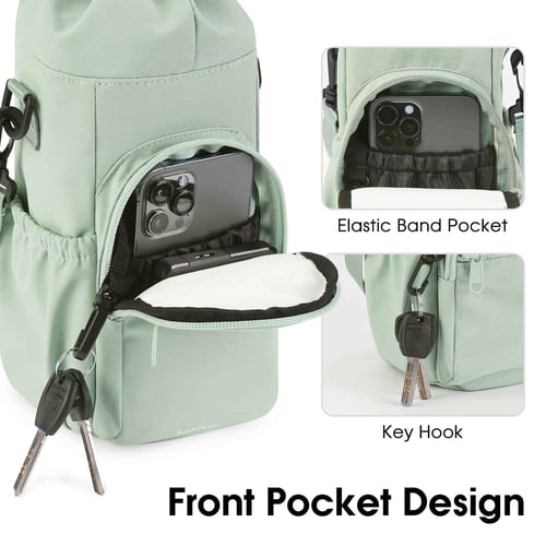 Insulated Water Bottle Holder with Shoulder Strap 14 32oz & 40oz Insulated Water Bottle Holder with Strap and Phone Pocket