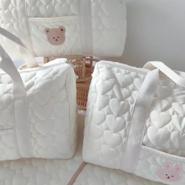 Cotton Quilted Diaper Tote Bag with Animal Print 5 Cotton Quilted Diaper Tote Bag with Animal Print - Image 4