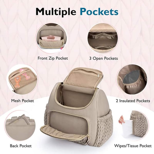 Quilted Diaper Backpack With Changing Station - Image 3