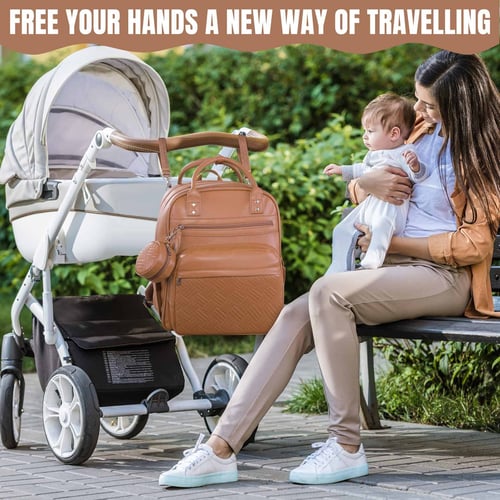 32L Leather Diaper Bag Bed Wholesale Bag Manufacturers 5 Leather Baby Diaper Bag Backpack with Changing Table