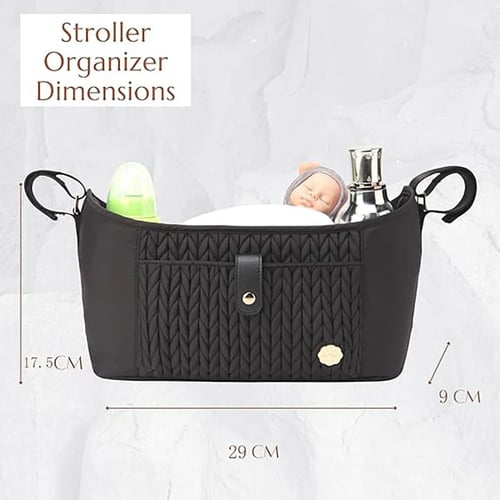 Quilted embroidered baby stroller bag