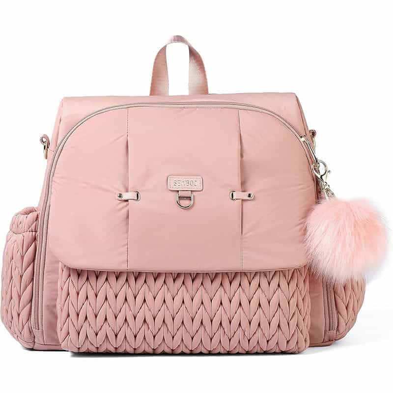 Quilted Embroidery Large Capacity Nappy Bag stylish diaper backpack