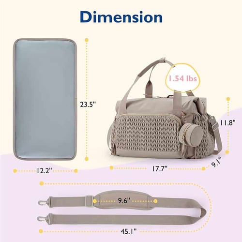 Quilted Embroidered Diaper Tote Bag with Pacifier Bag 11 Quilted Embroidered Diaper Bag with Pacifier Bag