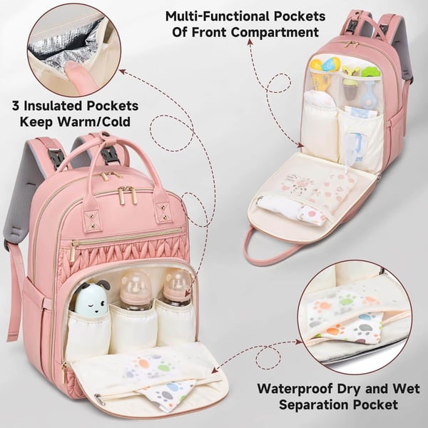 Waterproof Baby Diaper Backpack Large Capacity - Image 3