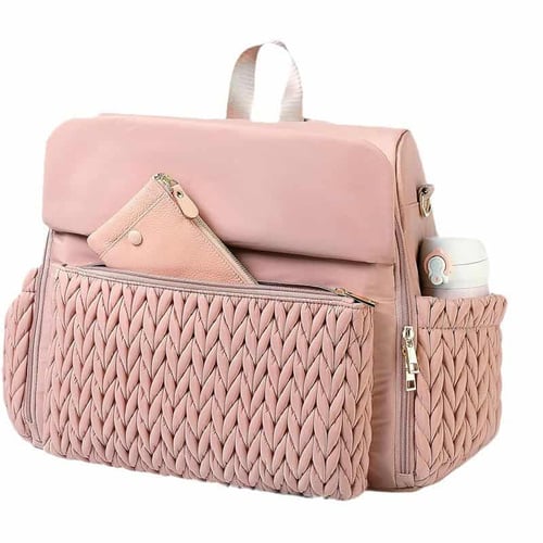 Quilted Embroidery Large Capacity Nappy Bag stylish diaper backpack 12 Quilted Embroidery Large Capacity Diaper Bag