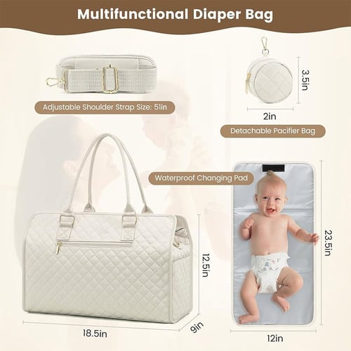 Diaper Bag Tote Bag With Large Capacity For Mommy 10 Diaper bag tote with pacifier case and changing mat