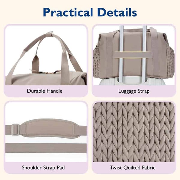 Quilted Embroidered Diaper Tote Bag with Pacifier Bag 5 Quilted Embroidered Diaper Tote Bag with Pacifier Bag - Image 4