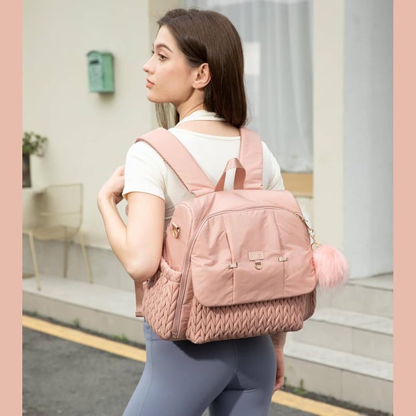 Quilted Embroidery Large Capacity Nappy Bag stylish diaper backpack 8 Quilted Embroidery Large Capacity Nappy Bag stylish diaper backpack - Image 7