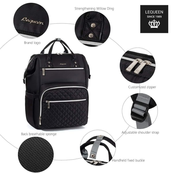 LEQUEEN Diaper Backpack Multi-Functional Design for Parents 4 LEQUEEN Diaper Backpack Multi-Functional Design for Parents - Image 3
