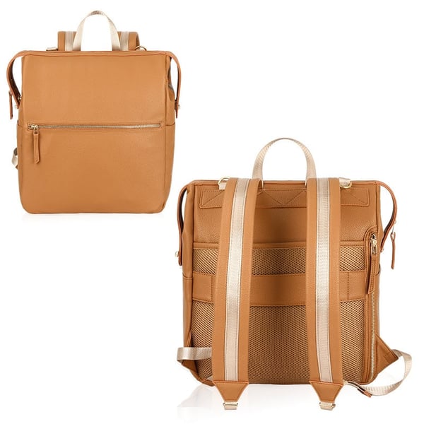 Qualited PU Leather Diaper Backpack Large Capacity Tote Bag - Image 3