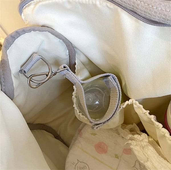 Ins Grey Cotton Diaper Bag With Large Capacity - Image 5