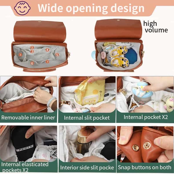 PU Leather Diaper Backpack With Fashionable Tassel zip - Image 5