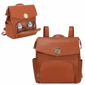 PU Leather Diaper Backpack With Fashionable Tassel zip