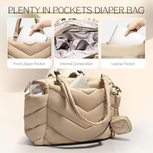 Fluffy Tote Bag - with Pacifier Case and Changing Pad