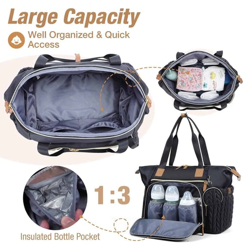 3D Herringbone Nylon Quilted Diaper Bag