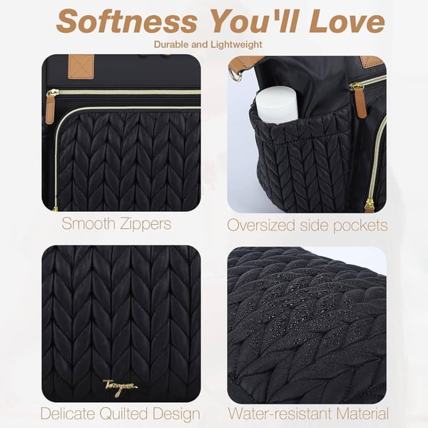 3D Herringbone Quilted Diaper Bag With Pad And Pacifier Bag - Image 5
