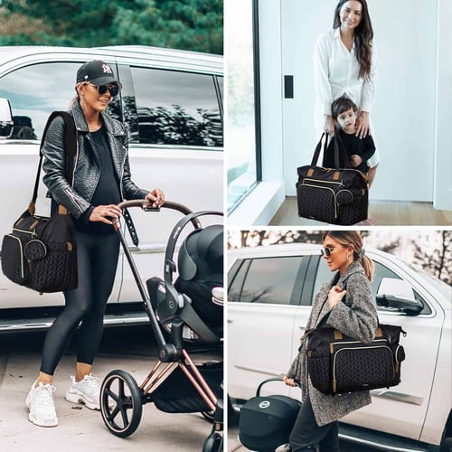3D Herringbone Nylon Quilted Diaper Bag
