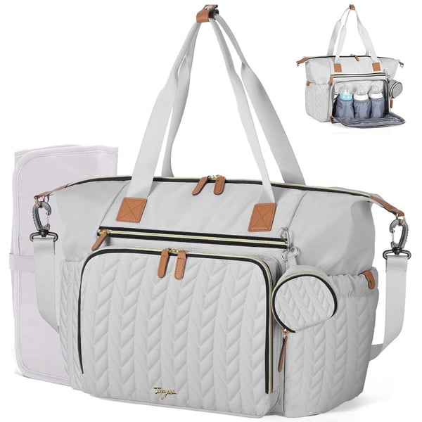 3D Herringbone Quilted Diaper Bag With Pad And Pacifier Bag - Image 7