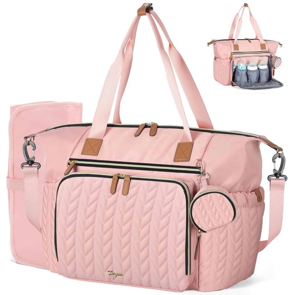 3D Herringbone Quilted Diaper Bag With Pad And Pacifier Bag - Image 8