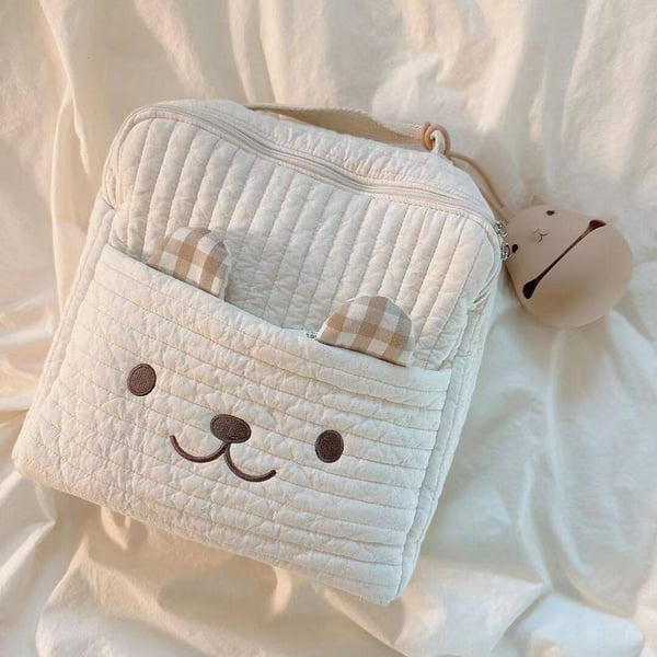 Cute Quilted Embroidered Teddy Bag With Stroller Hook - Image 7