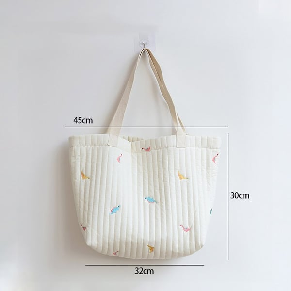 Quilted Embroidery Nappy Bag Fashionable and large capacity 10 Quilted Embroidery Nappy Bag Fashionable and large capacity - Image 9