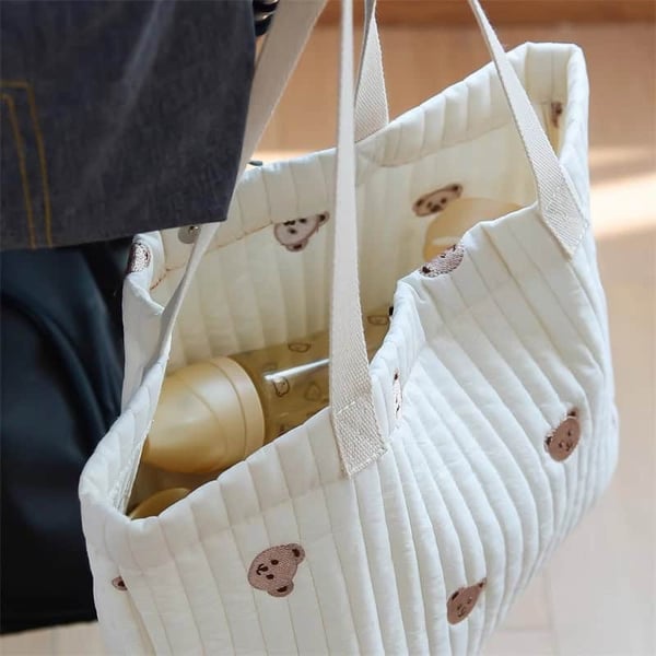 Quilted Embroidery Nappy Bag Fashionable and large capacity 4 Quilted Embroidery Nappy Bag Fashionable and large capacity - Image 3