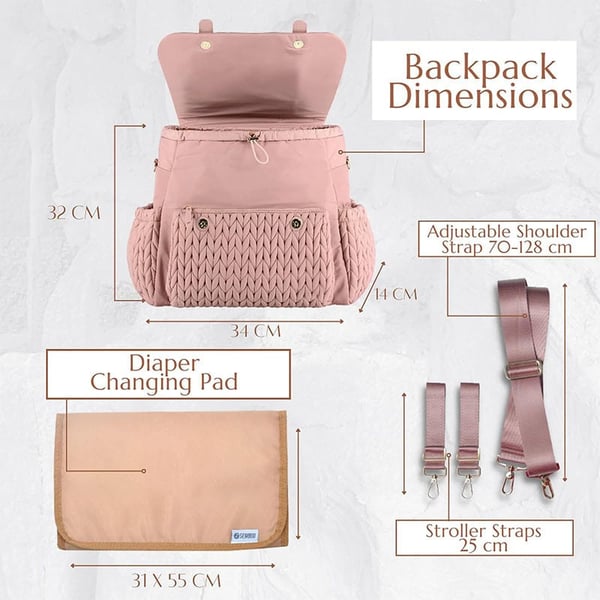 Quilted Diaper Backpack Premium Multifunctional Nappy Bag 5 Quilted Diaper Backpack Premium Multifunctional Nappy Bag - Image 4