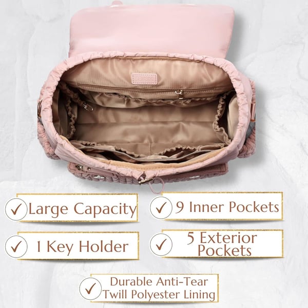 Quilted Diaper Backpack Premium Multifunctional Nappy Bag 6 Quilted Diaper Backpack Premium Multifunctional Nappy Bag - Image 5