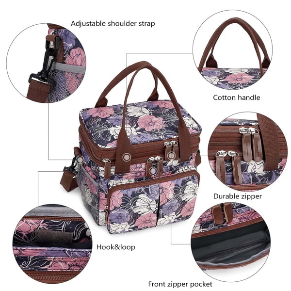 Double-Layer Lunch Bag New Print Multifunctional Cooler Bag - Image 3