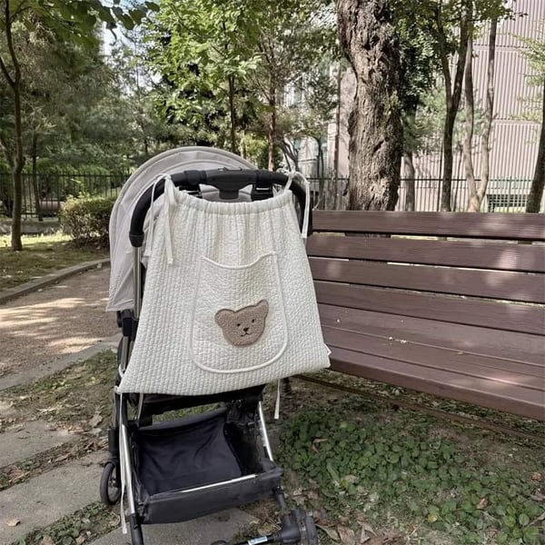 Elasticated Cotton Nappy Bag Bear Storage Stroller Bag 10 Elasticated Cotton Nappy Bag Bear Storage Stroller Bag - Image 9