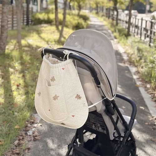 Elasticated Cotton Nappy Bag Bear Storage Stroller Bag 13 Baby stroller storage bag
