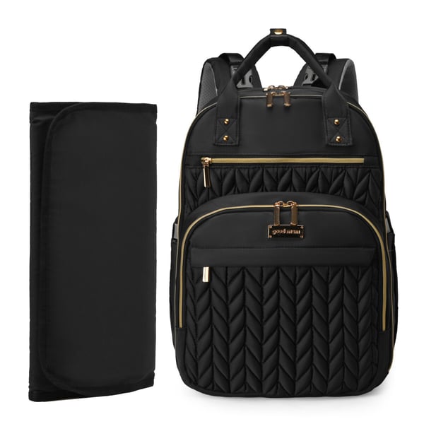 waterproof quilted nappy bag backpack with portable changing pad - Image 8