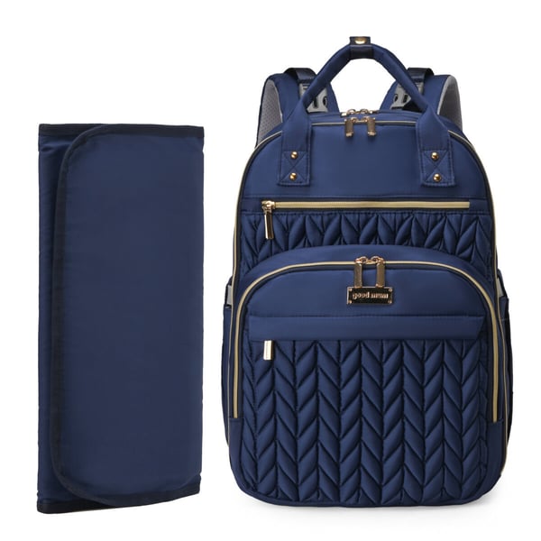 waterproof quilted nappy bag backpack with portable changing pad - Image 7