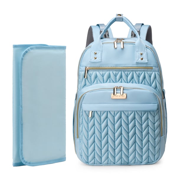 waterproof quilted nappy bag backpack with portable changing pad - Image 6