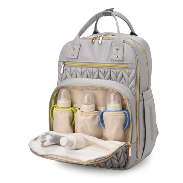 waterproof quilted nappy bag backpack with portable changing pad - Image 4